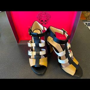Vince Camuto high heeled tri-color sandals